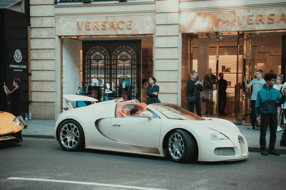 VERSACE boutique and luxury cars