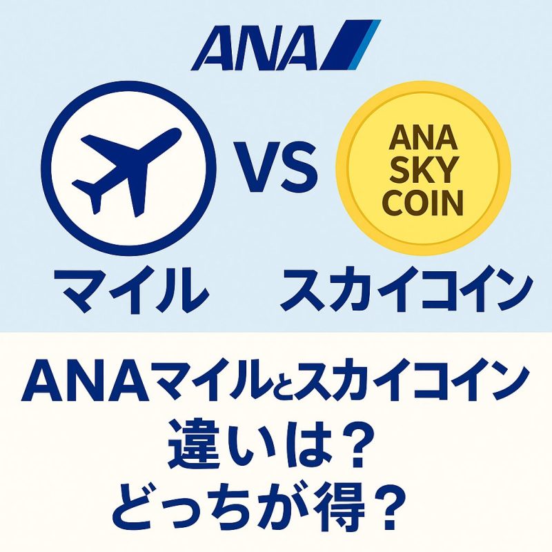 ANAマイルとスカイコイン違いは？どっちが得？